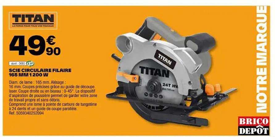 Scie Circulaire Filaire 165 Mm 1200 W