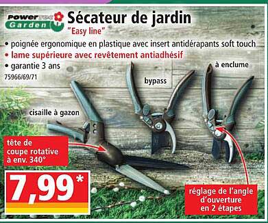 sécateur de jardin "easy line" powertec garden