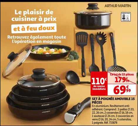 Set à Poignée Amovible 15 Pièces