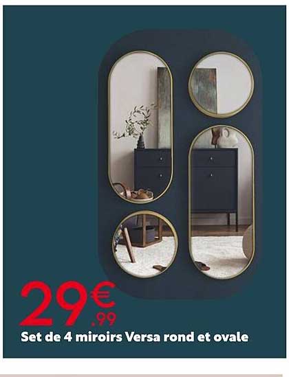set de 4 miroirs versa rond et ovale