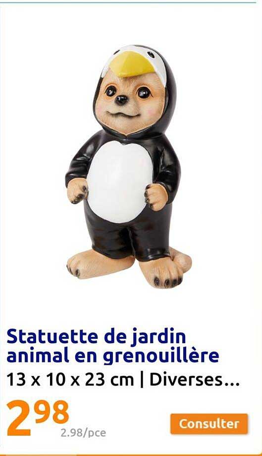 statuette de jardin animal en grenouillère