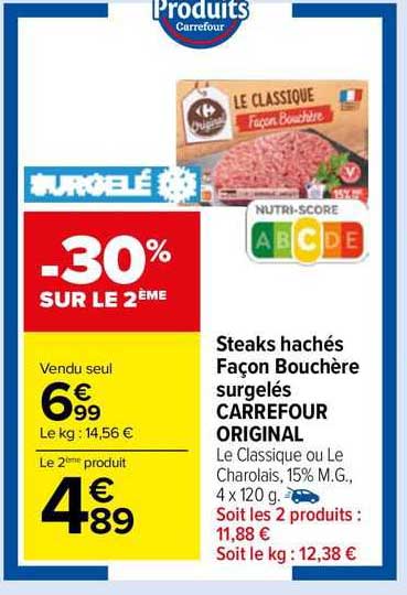 Steaks Hachés Façon Bouchère Surgelés Carrefour Original