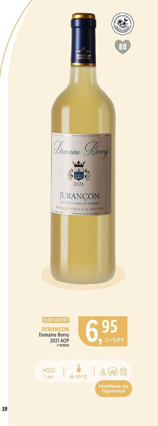 sud ouest jurançon domaine borny 2021 aop