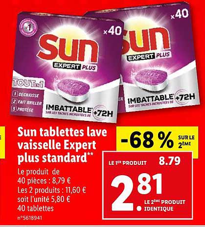 sun tablettes lave vaisselle expert plus standard