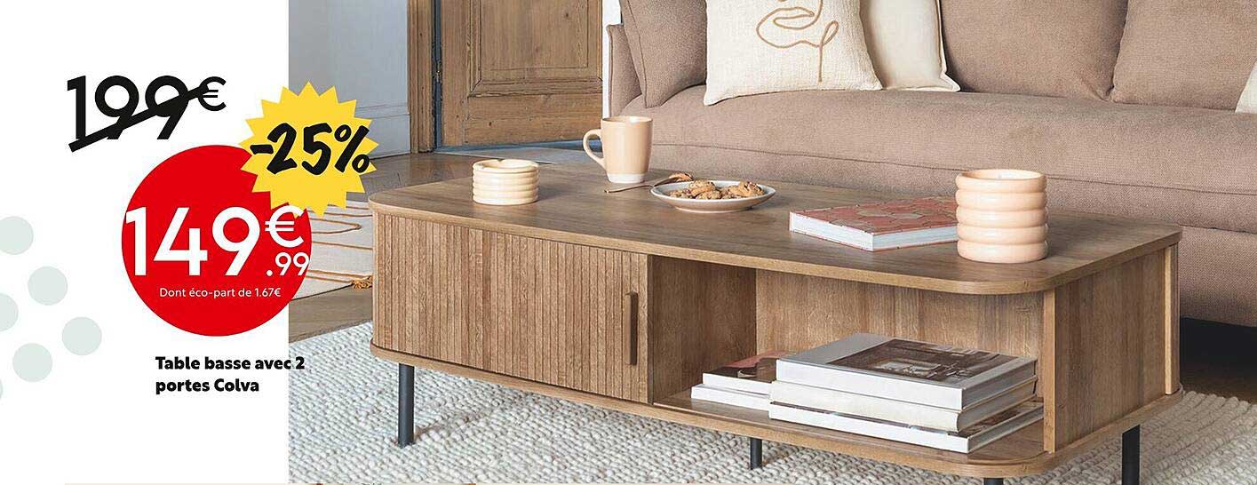 Table Basse Avec 2 Portes Colva