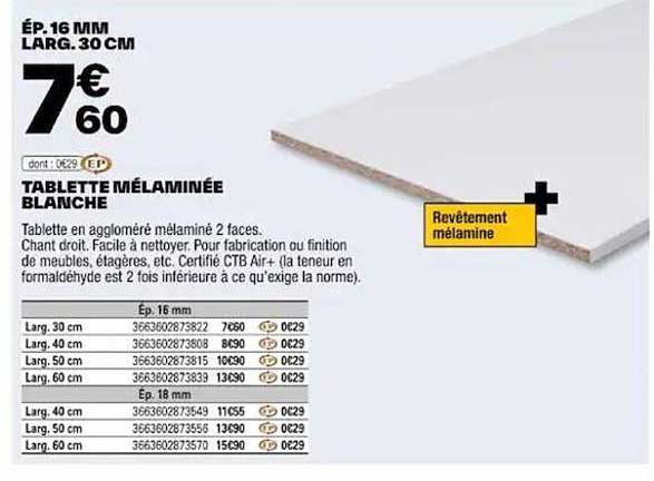 Tablette Mélaminée Blanche