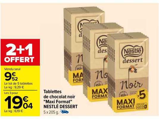 Tablettes De Chocolat Noir "maxi Format" Nestlé Dessert