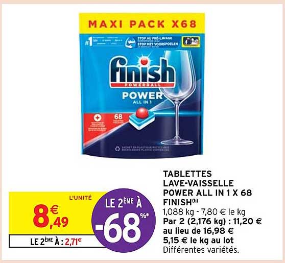 tablettes lave-vaisselle power all in 1 x 68 finish