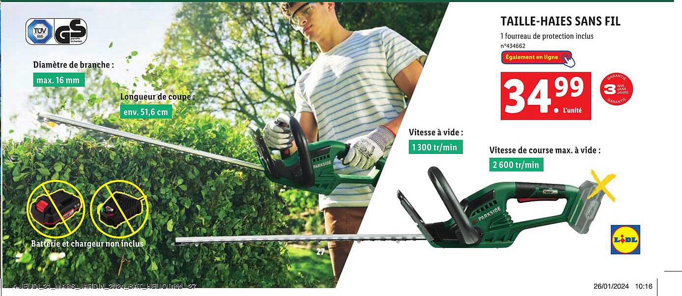 taille-haies sans fil gs