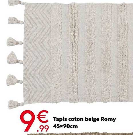 tapis coton beige romy 45x90cm