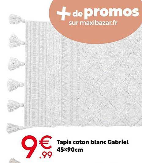 tapis coton blanc gabriel 45x90cm