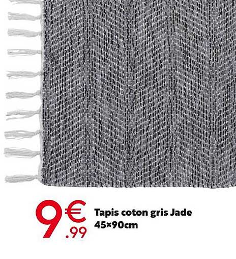 tapis coton gris j ade 45x90cm