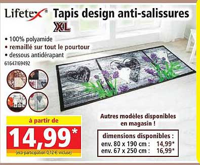 tapis design anti-salissures xl lifetex
