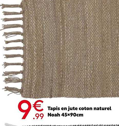 tapis en jute coton naturel noah 45x90cm