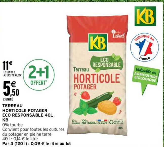Terreau Horticole Potager Eco Responsable 40l Kb