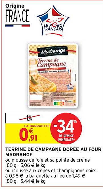 terrine de campagne dorée au four madrange