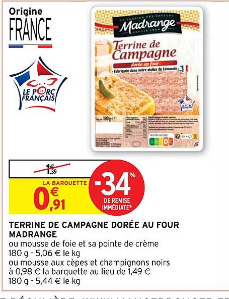 terrine de campagne dorée au four madrange