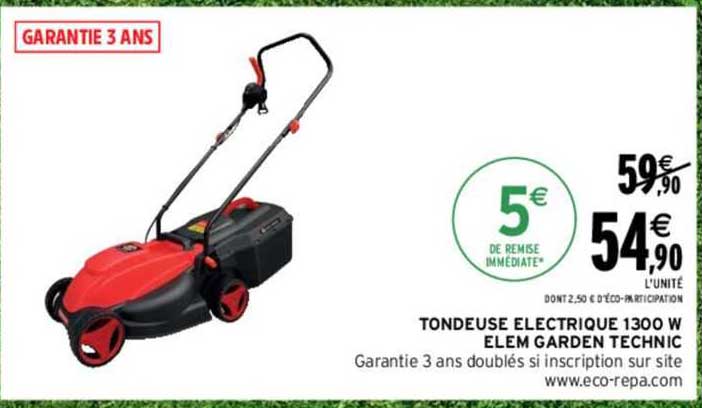 tondeuse électrique 1300 w elem garden technic