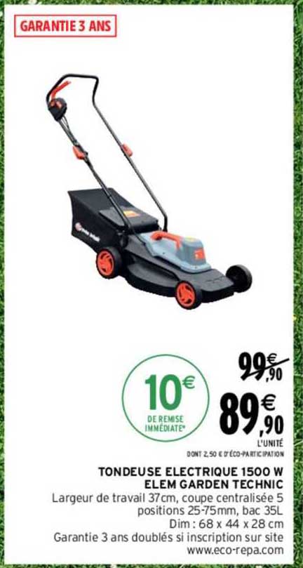 tondeuse électrique 1500 w elem garden technic
