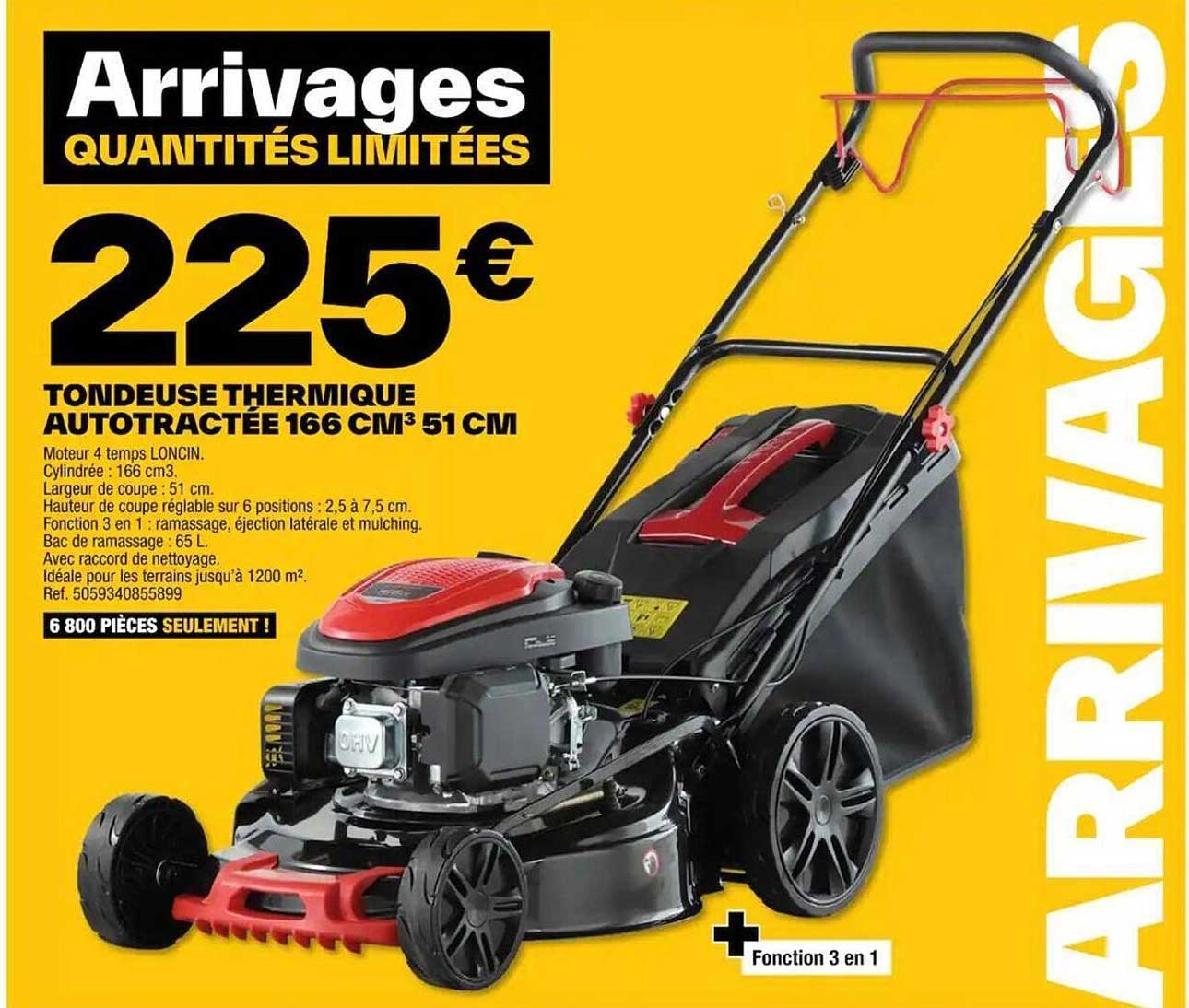 tondeuse thermique autotractée 166 cm3 51 cm
