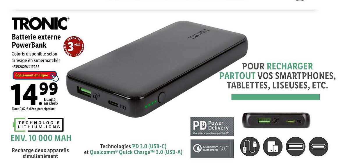 Tronic Batterie Externe Powerbank