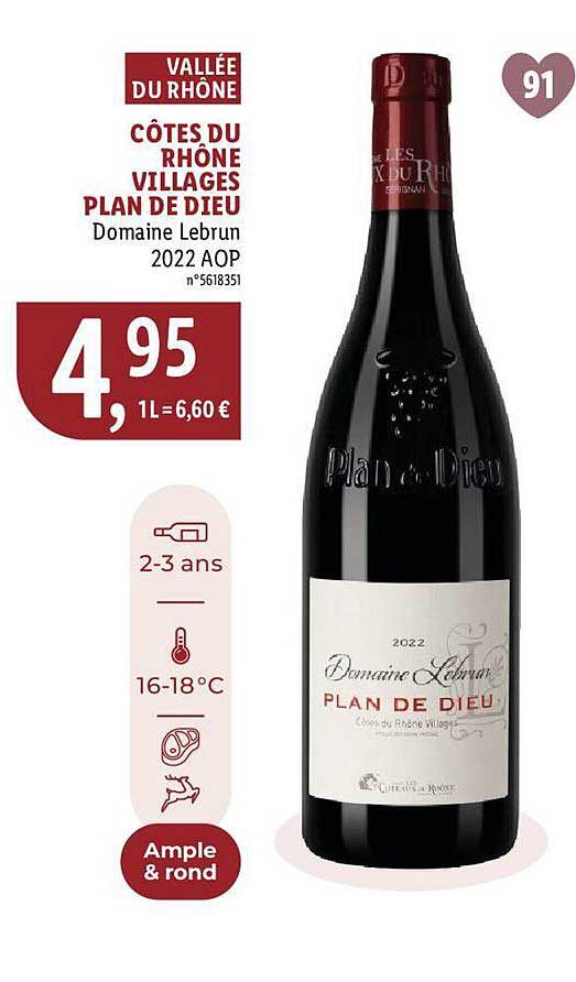 vallée du rhône côtes du rhône villages plan de dieu domaine lebrun 2022 aop