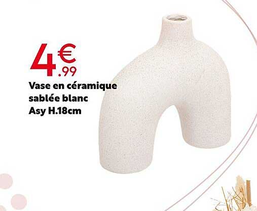 vase en céramique sablée blanc asy h. 18 cm