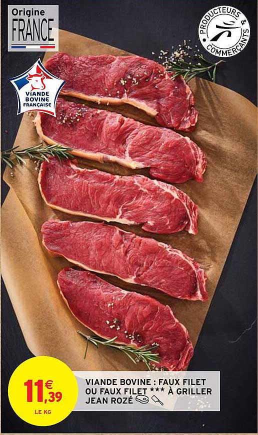 viande bovine : faux filet ou faux filet à griller jean rozé