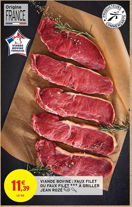 viande bovine : faux filet ou faux filet à griller jean rozé