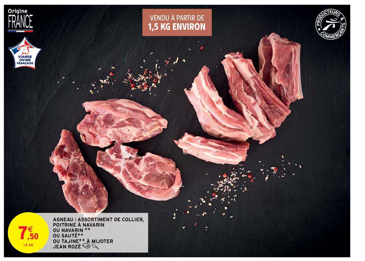 agneau : assortiment de collier, poitrine à navarin ou navarin ou sauté ou tajine à mijoter jean rozé