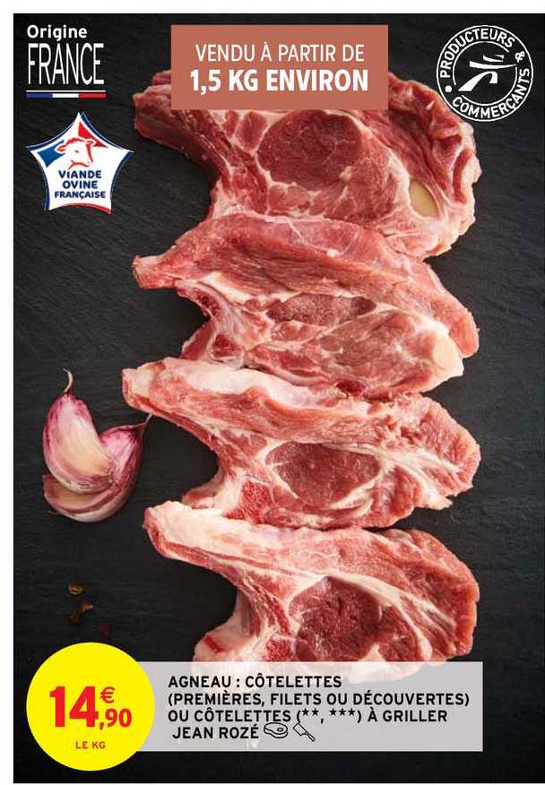 agneau : côtelettes (premières, filets ou découvertes) jean rozé