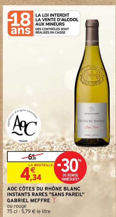aoc côtes du rhône blanc instants rares "sans pareil" gabriel meffre
