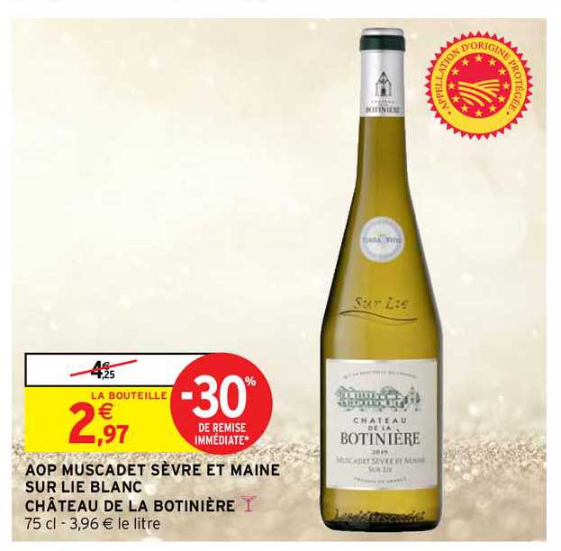 aop muscadet sèvre et maine sur lie blanc château de la botinière