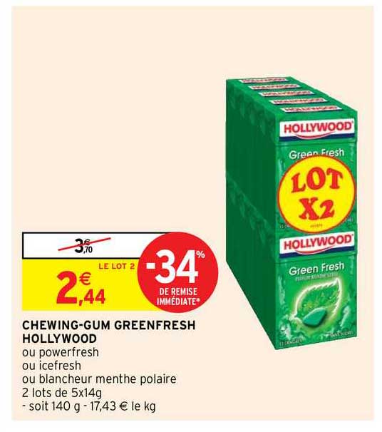 chewing-gum greenfresh hollywood