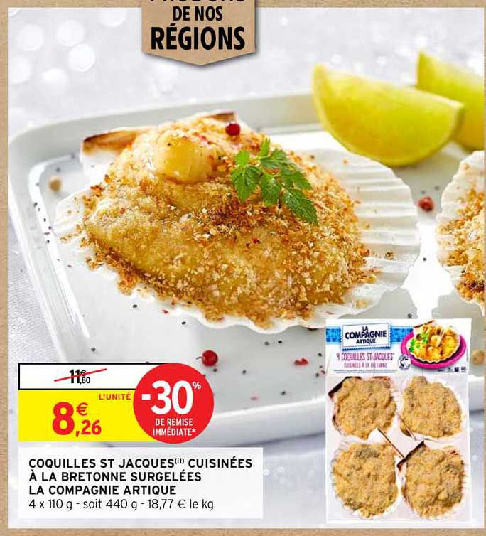 coquilles st jacques cuisinées à la bretonnes surgelées la compagnie artique