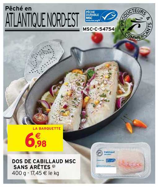 dos de cabillaud msc sans arêtes