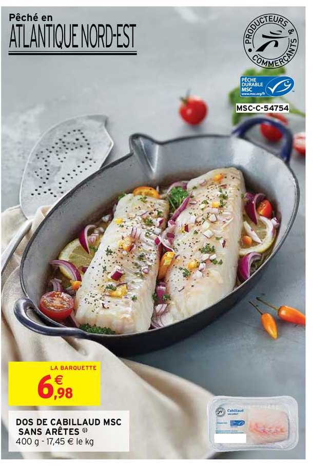 dos de cabillaud msc sans arêtes