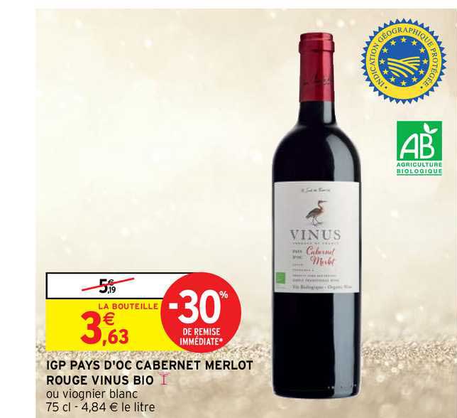 Igp Pays D'oc Cabernet Merlot Rouge Vinus Bio