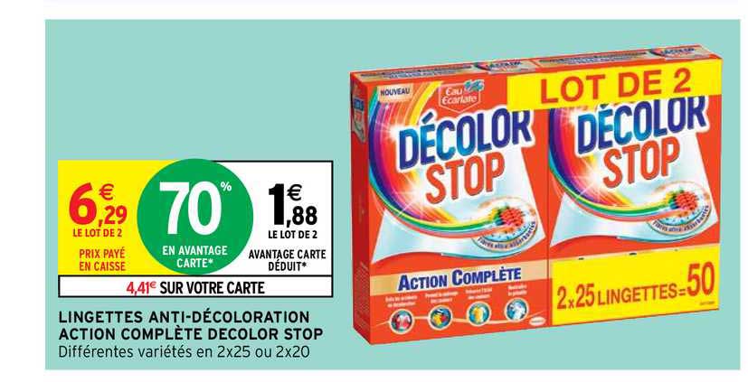 lingettes anti-décoloration action complète décolor stop