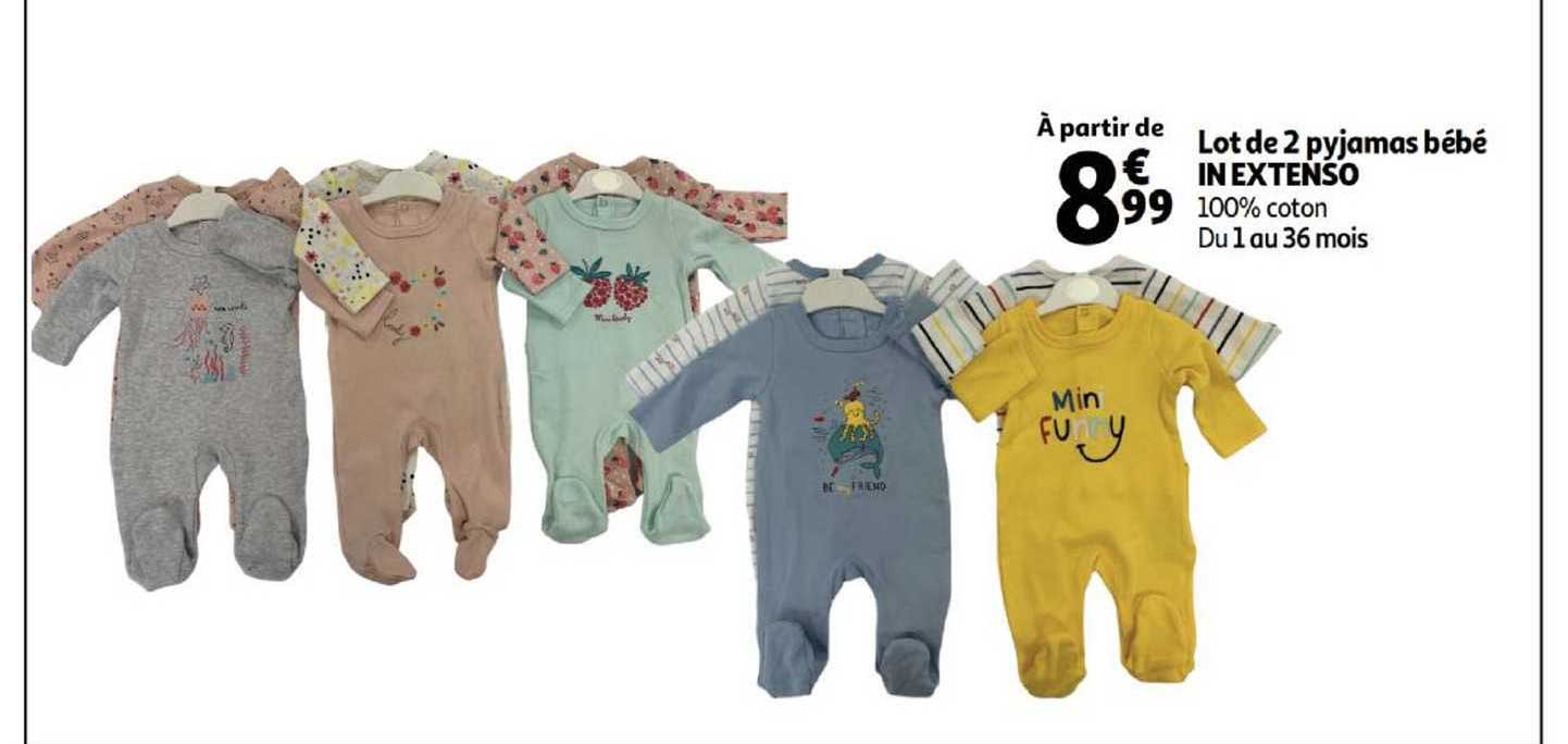lot de 2 pyjamas bébé in extenso