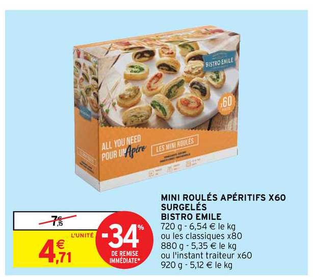 mini roulés apéritifs x60 bistro emile