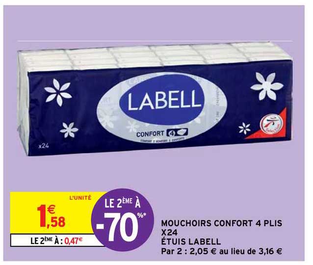 mouchoirs confort 4 plis x24 labell