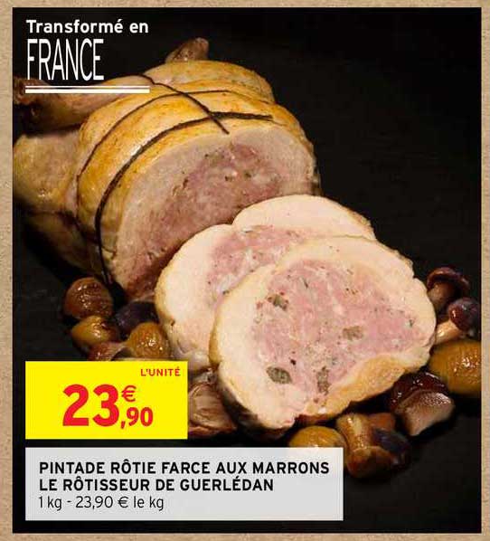 pintade rôtie farce aux marrons le rôtisseur de guerlédan