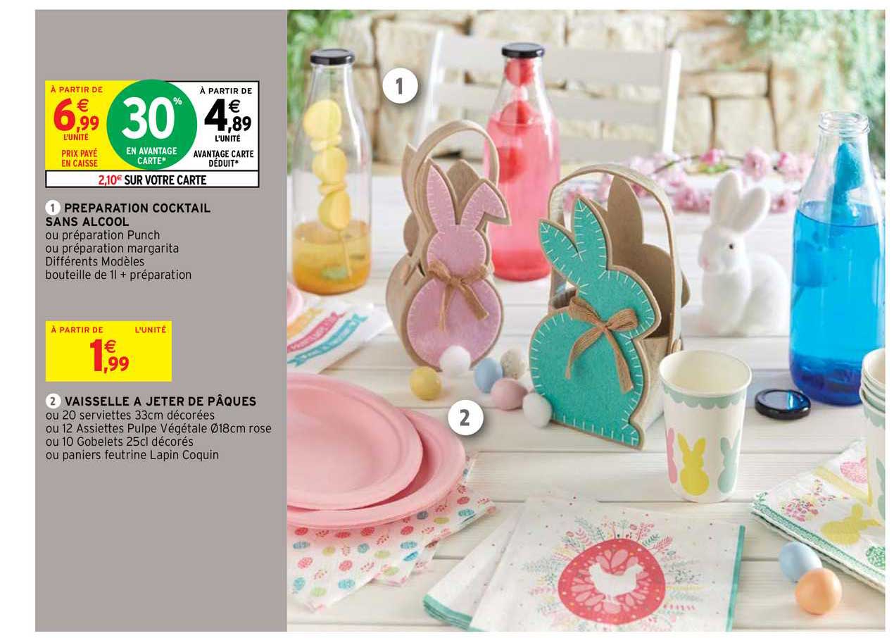 preparation cocktail sans alcool, vaisselle à jeter de pâques