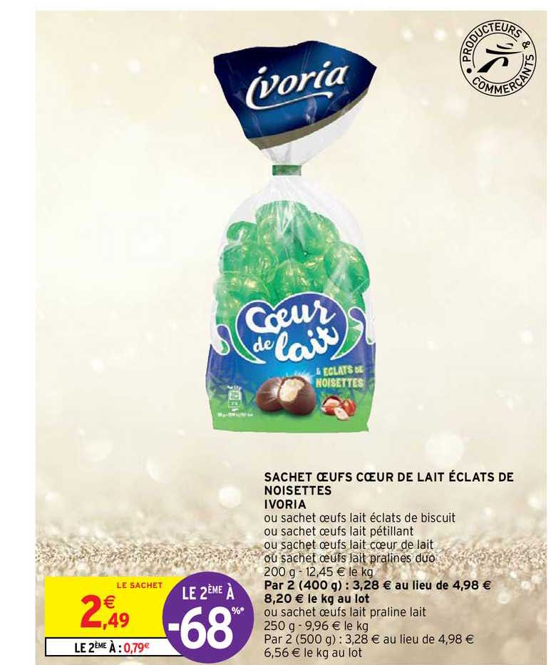 Sachet Oeufs Cœur De Lait éclats De Noisettes Ivoria