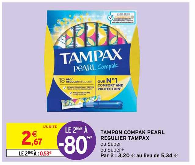 tampon compak pearl regulier tampax