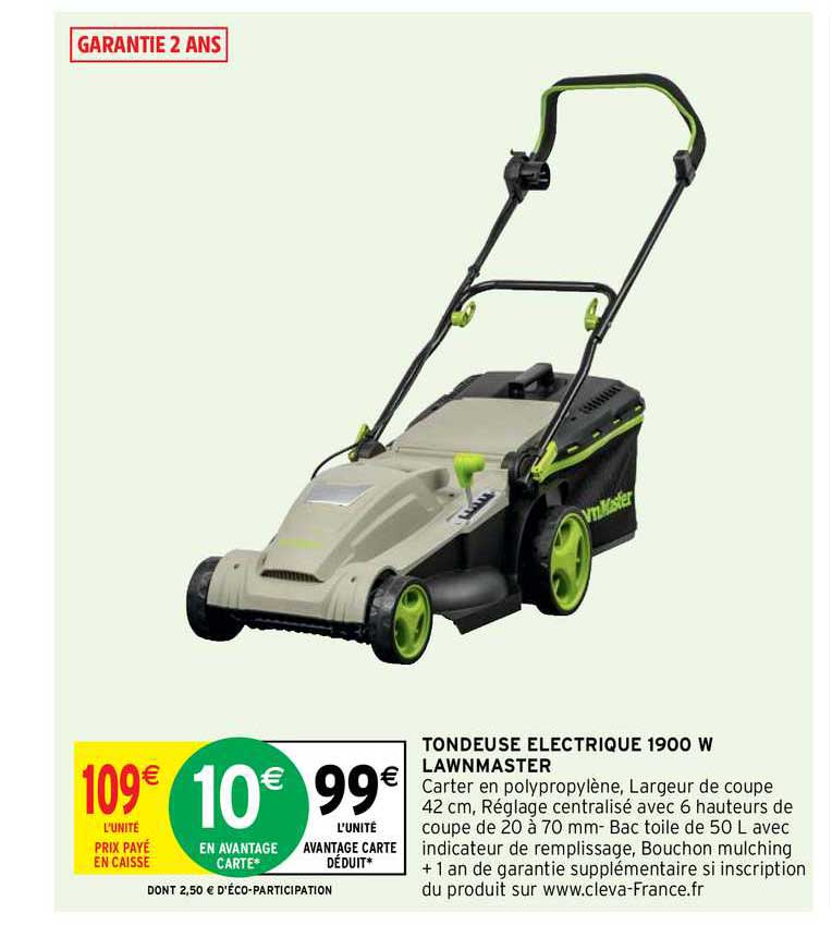 tondeuse électrique 1900 w lawnmaster