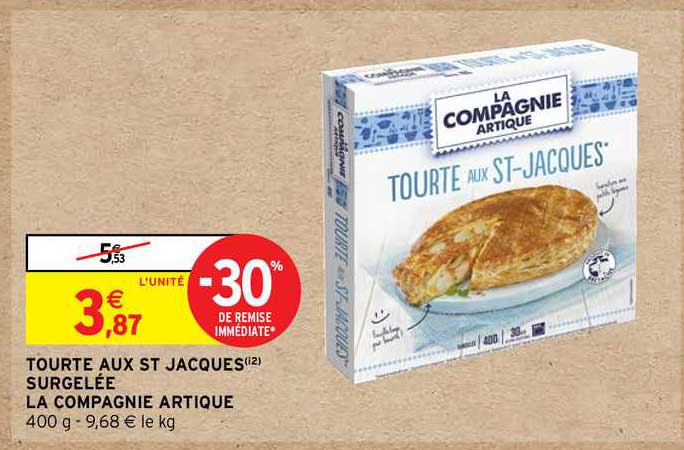 Tourte Aux St Jacques Surgelée La Compagnie Artique