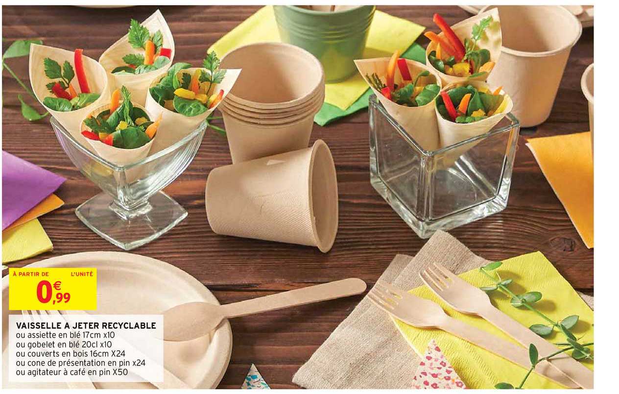 vaisselle à jeter recyclable