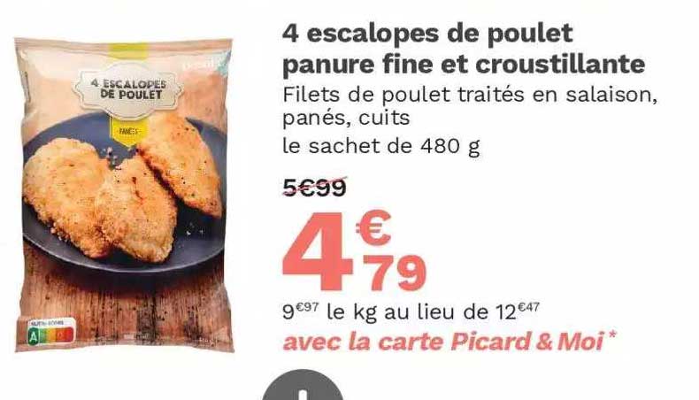 4 escalopes de poulet panure fine et croustillante